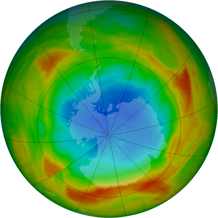 Antarctic ozone map for 30 October 1981